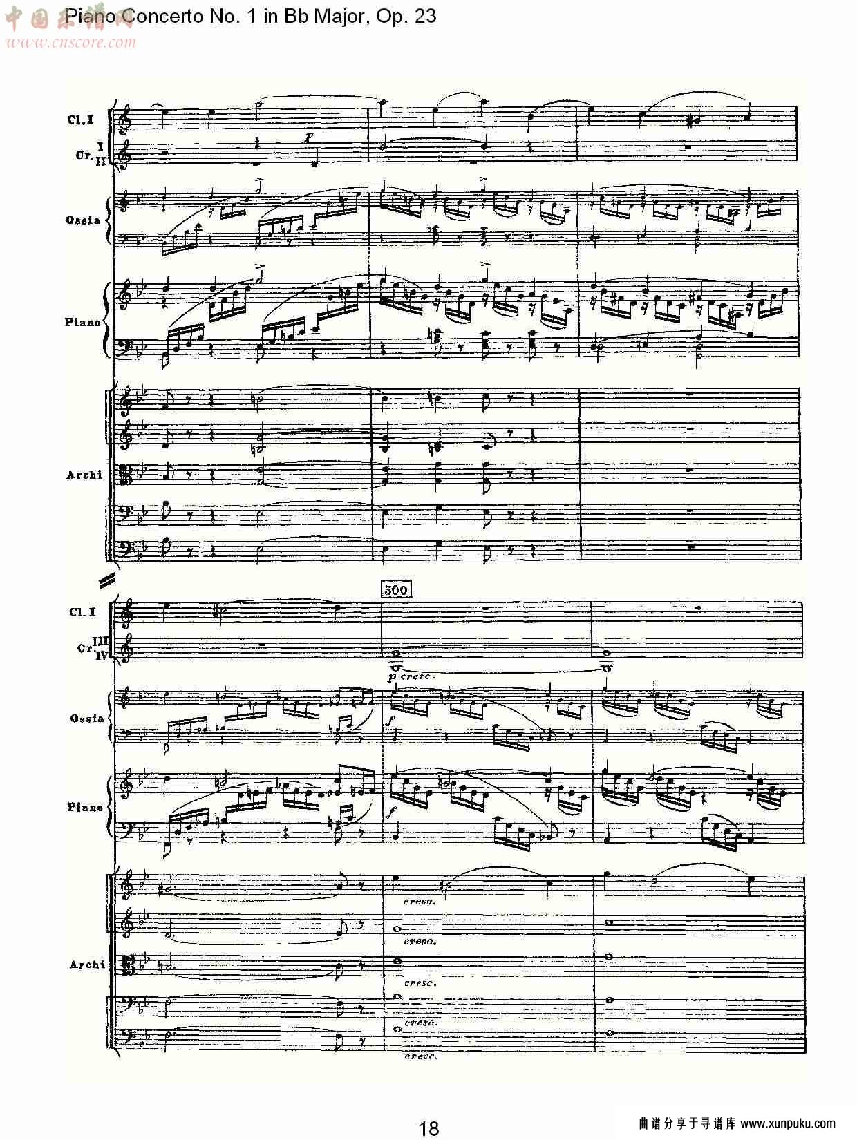 bb大调第一钢琴协奏曲,op.23第一乐章第二部（四）总谱第1页