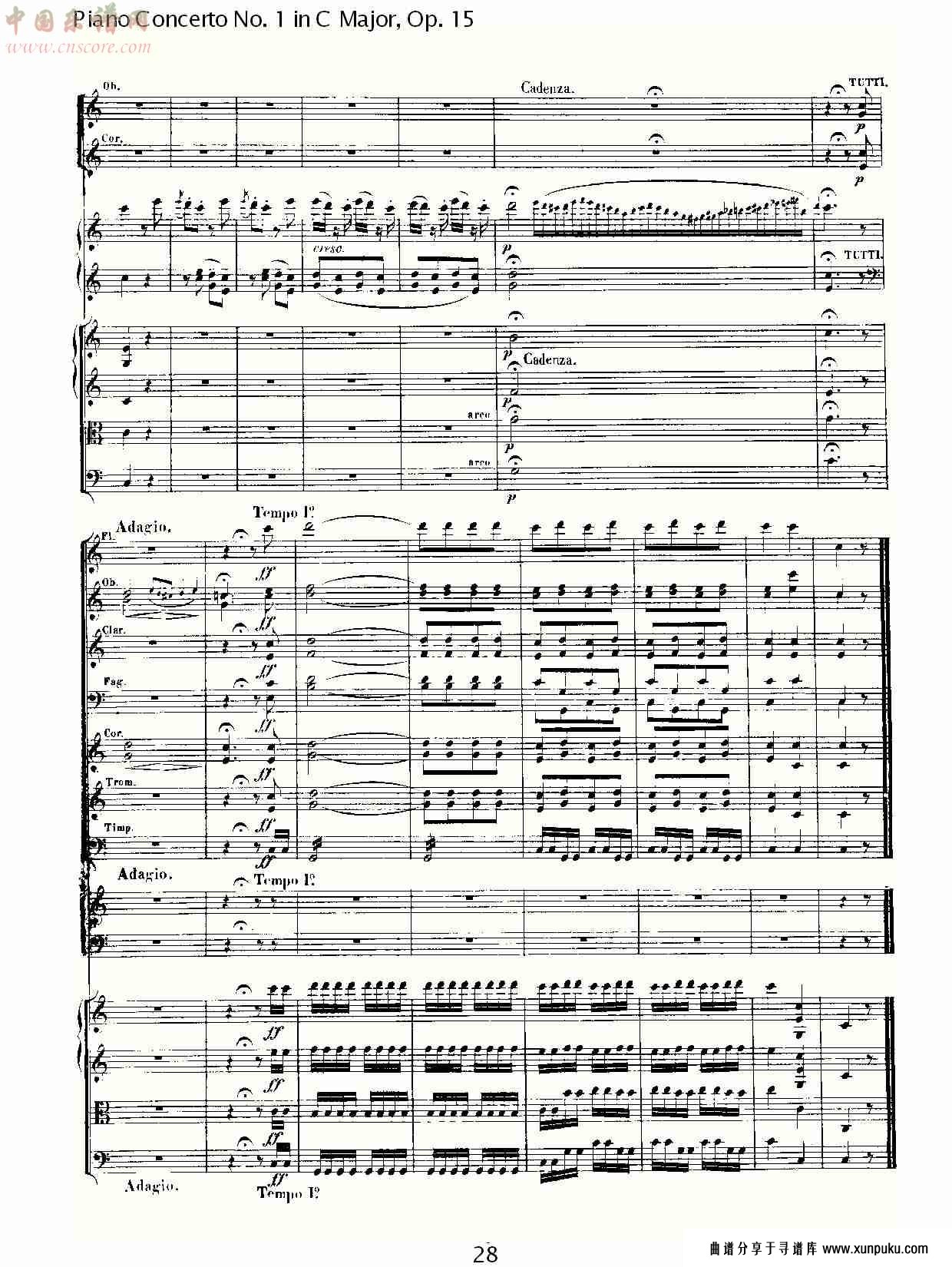 c大调钢琴第一协奏曲 op.15　第三乐章（三）总谱第8页