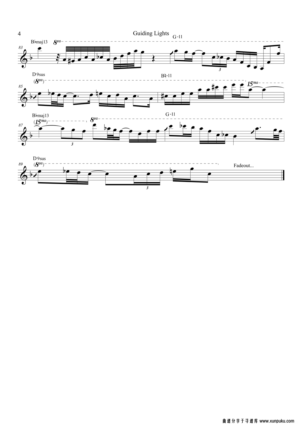 guiding lights（次中音萨克斯）萨克斯谱第4页