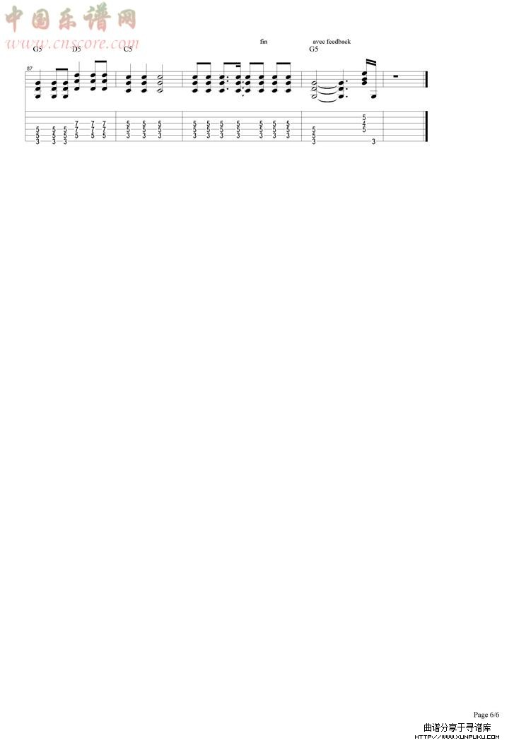 knocking`on heaven`s door吉他谱第6页