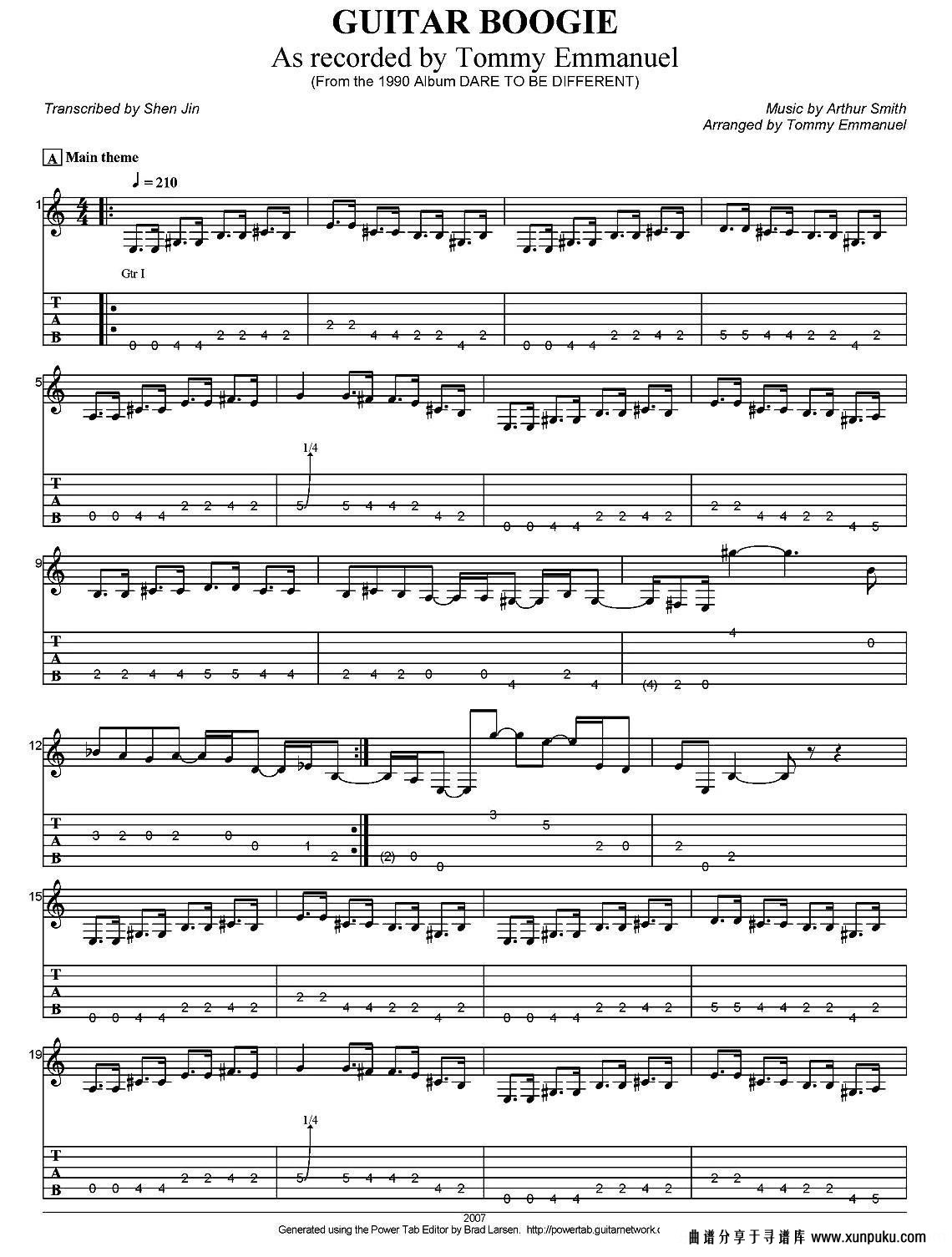 tommy emmanuel：guitar boogie（指弹吉他）吉他谱第1页