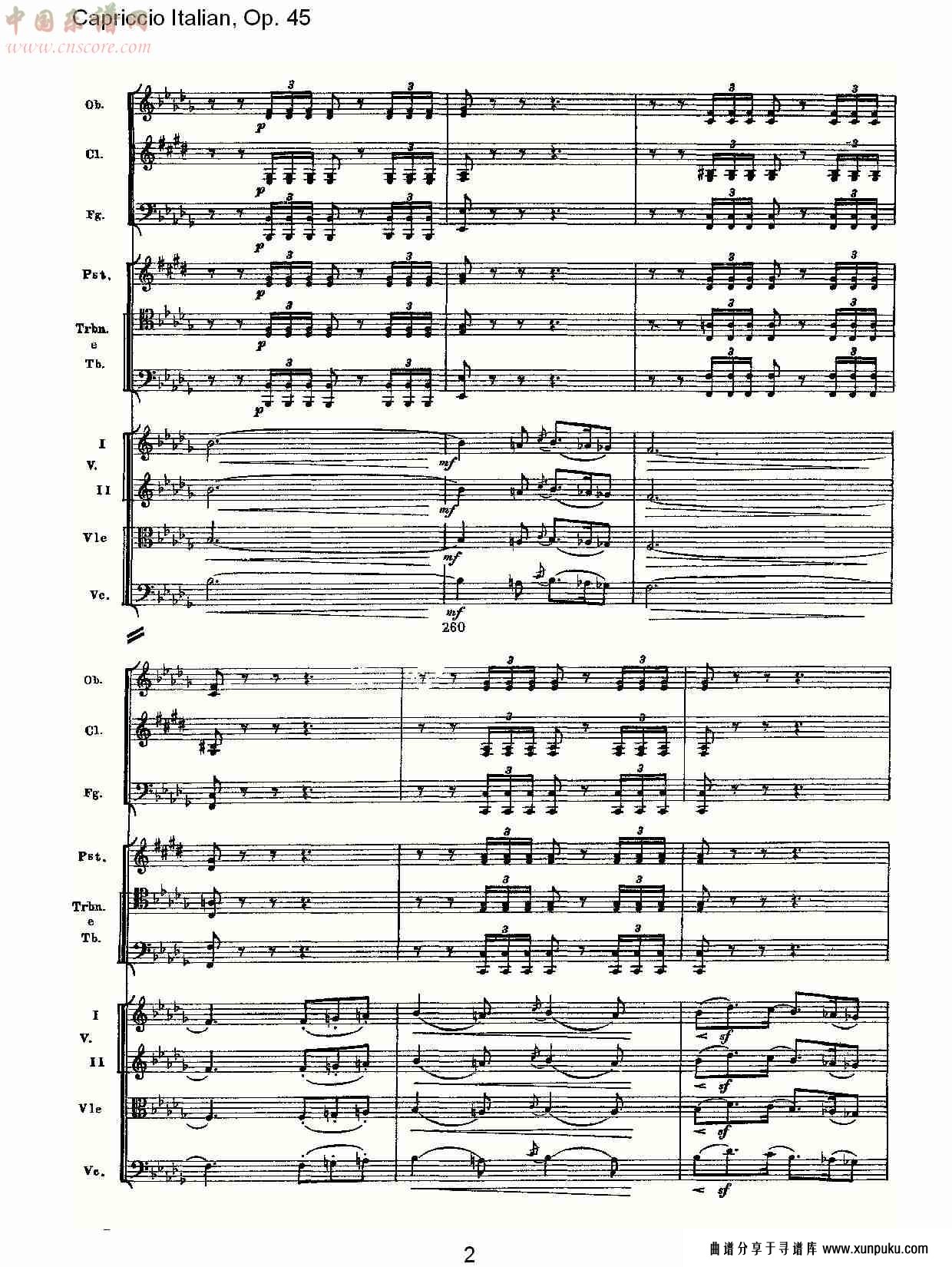 意大利幻想曲,op.45第二部（一）总谱第2页