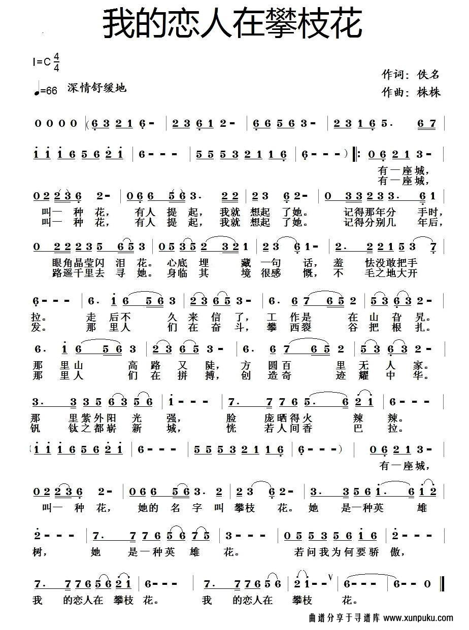 我的恋人在攀枝花简谱