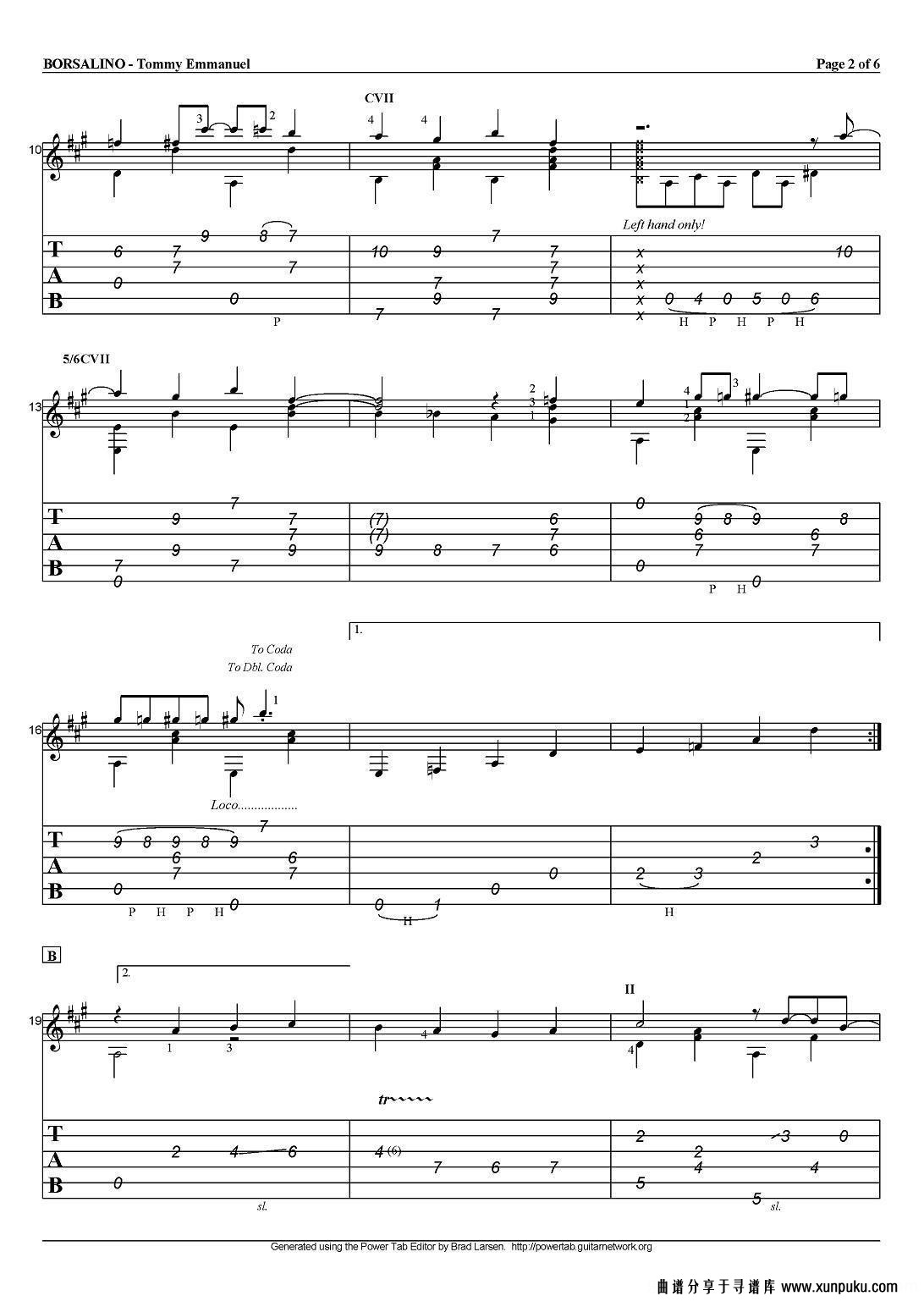 tommy emmanuel：borsalino（指弹吉他）吉他谱第2页
