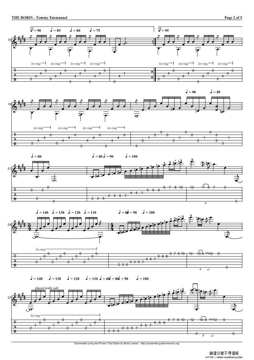 tommy emmanuel：the robin（指弹吉它）吉他谱第2页