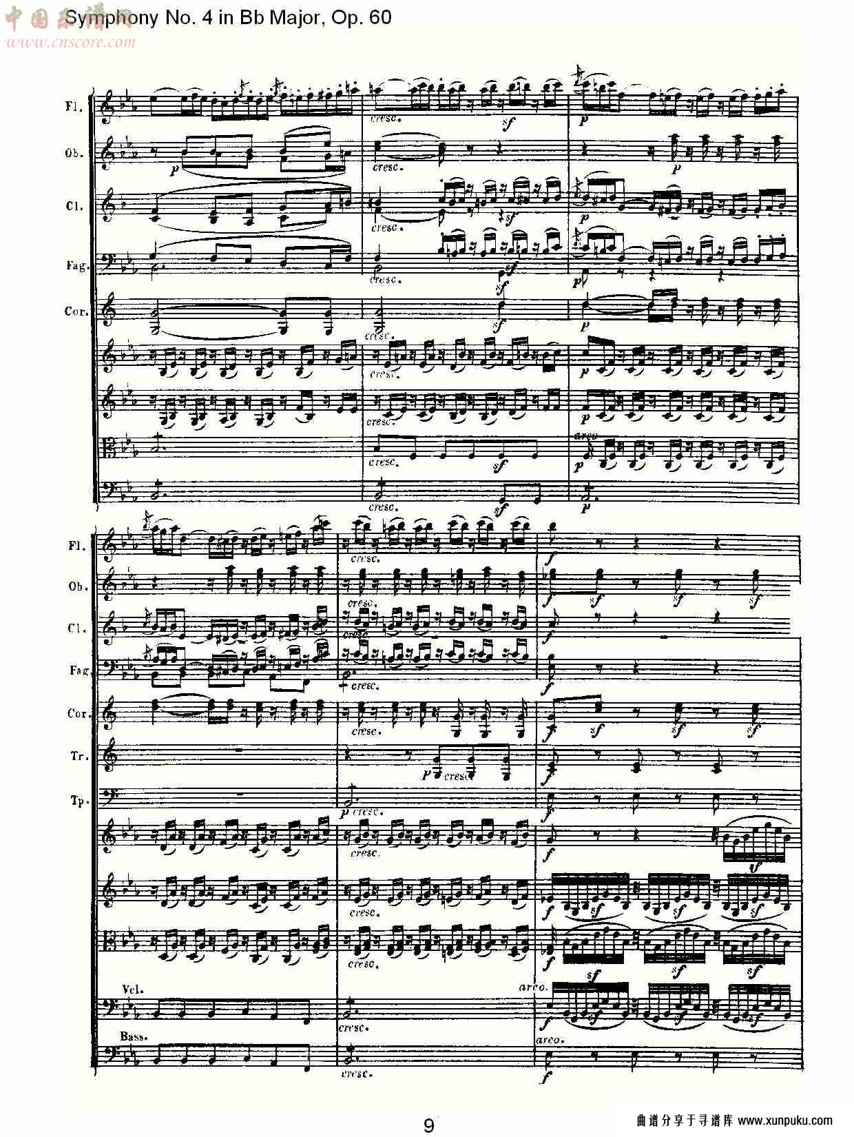 bb大调第四交响曲 op.60第二乐章总谱第13页