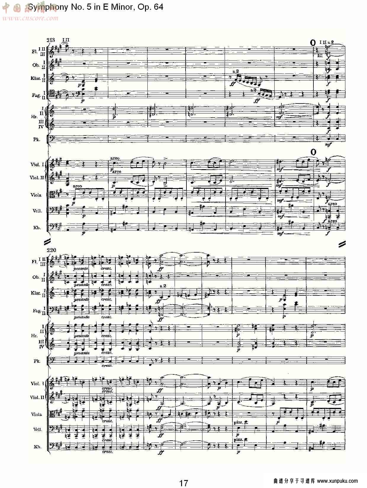 e小调第五交响曲,  op.64第三乐章（四）总谱第2页