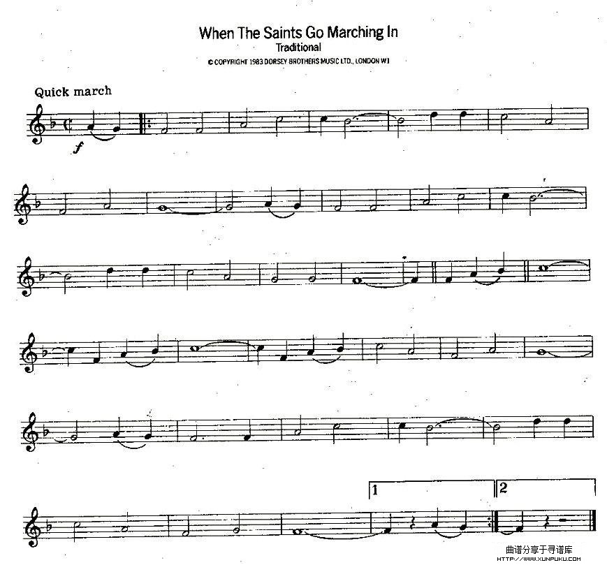When The Saints Go Marching In萨克斯谱