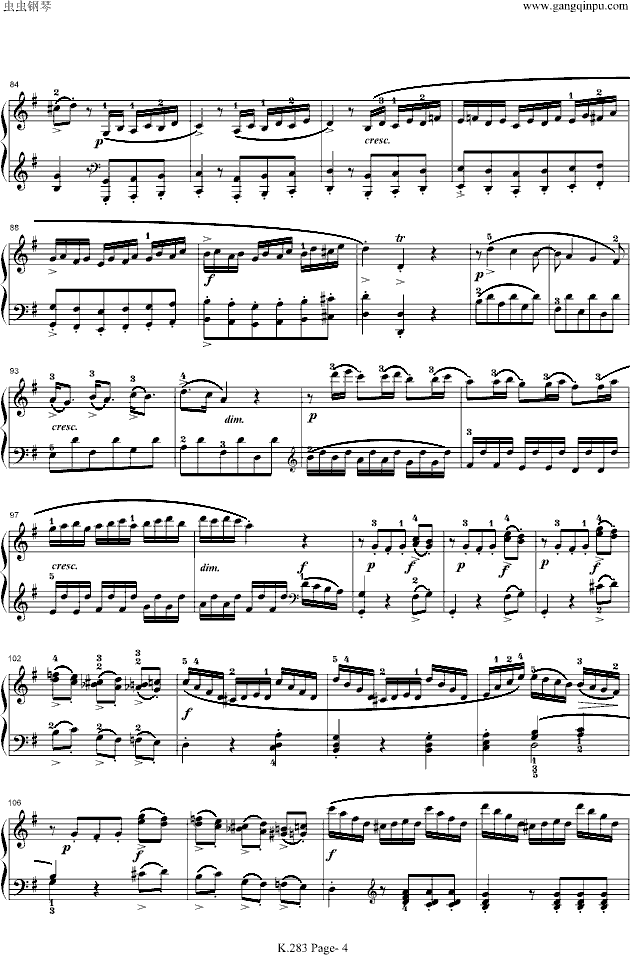 莫扎特g大调钢琴奏鸣曲k.283钢琴谱第10页