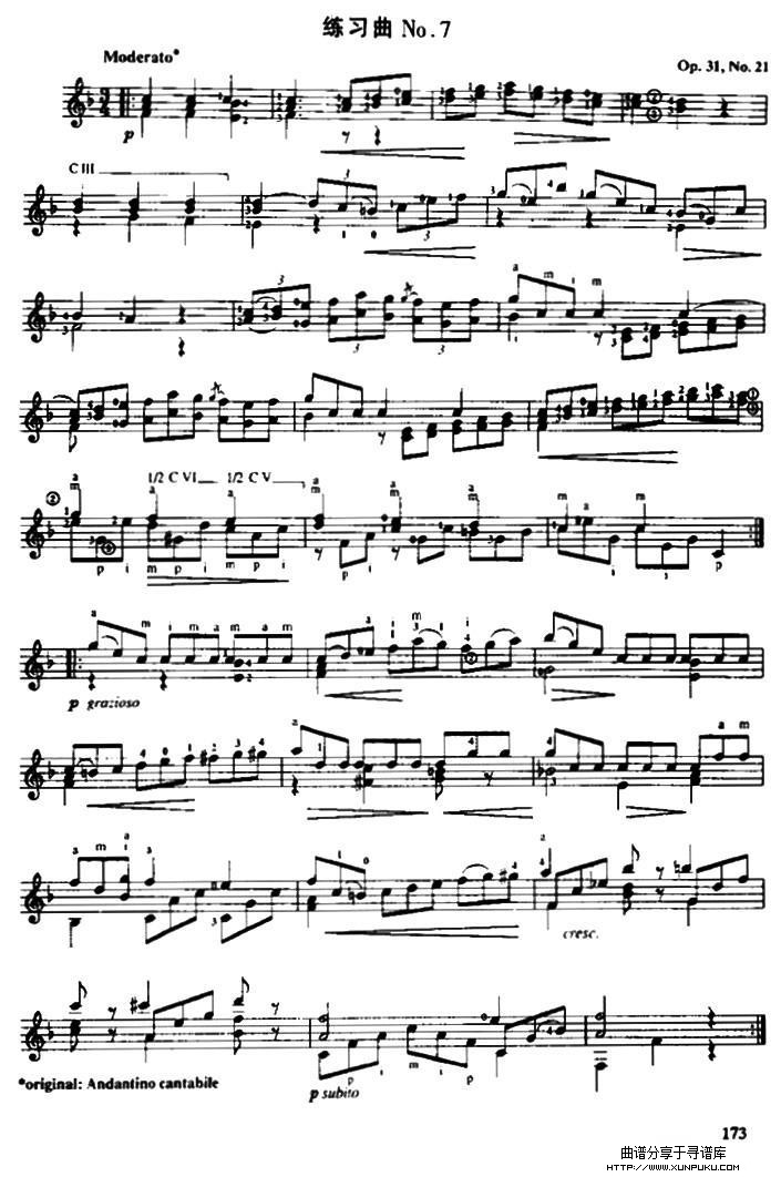 费尔南多·索尔 古典吉他练习曲 no.（op.31 no.21）吉他谱