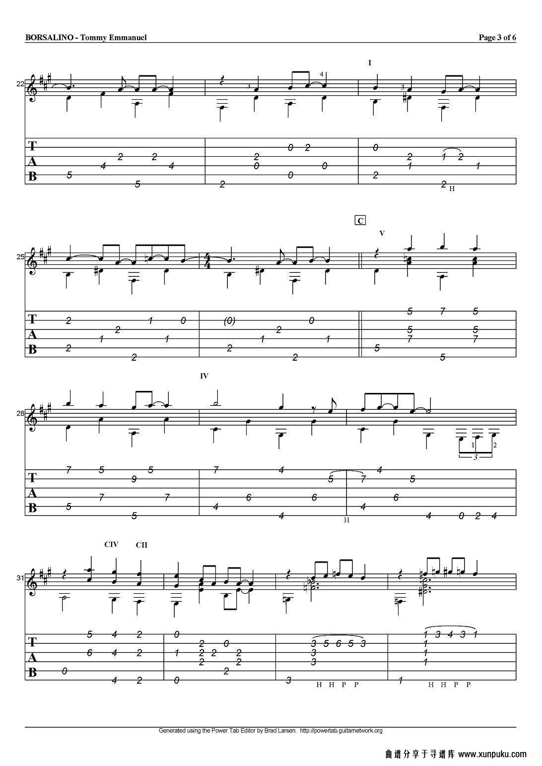 tommy emmanuel：borsalino（指弹吉他）吉他谱第3页