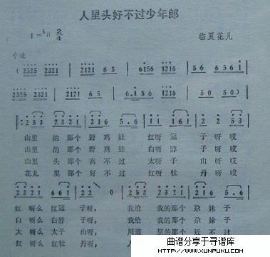 人里头好不过少年郎（临夏花儿）简谱第1页
