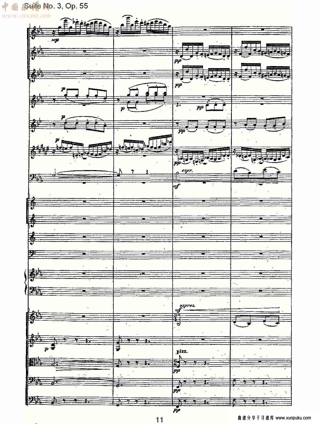 suite no. 3, op.55  第三套曲,op.55第一乐章（三）总谱第1页