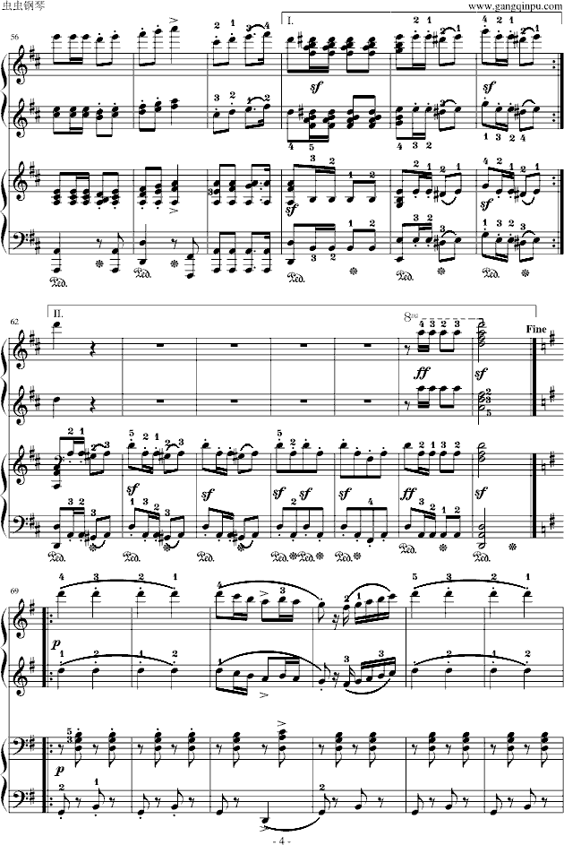 军队进行曲(四手联弹)钢琴谱第4页