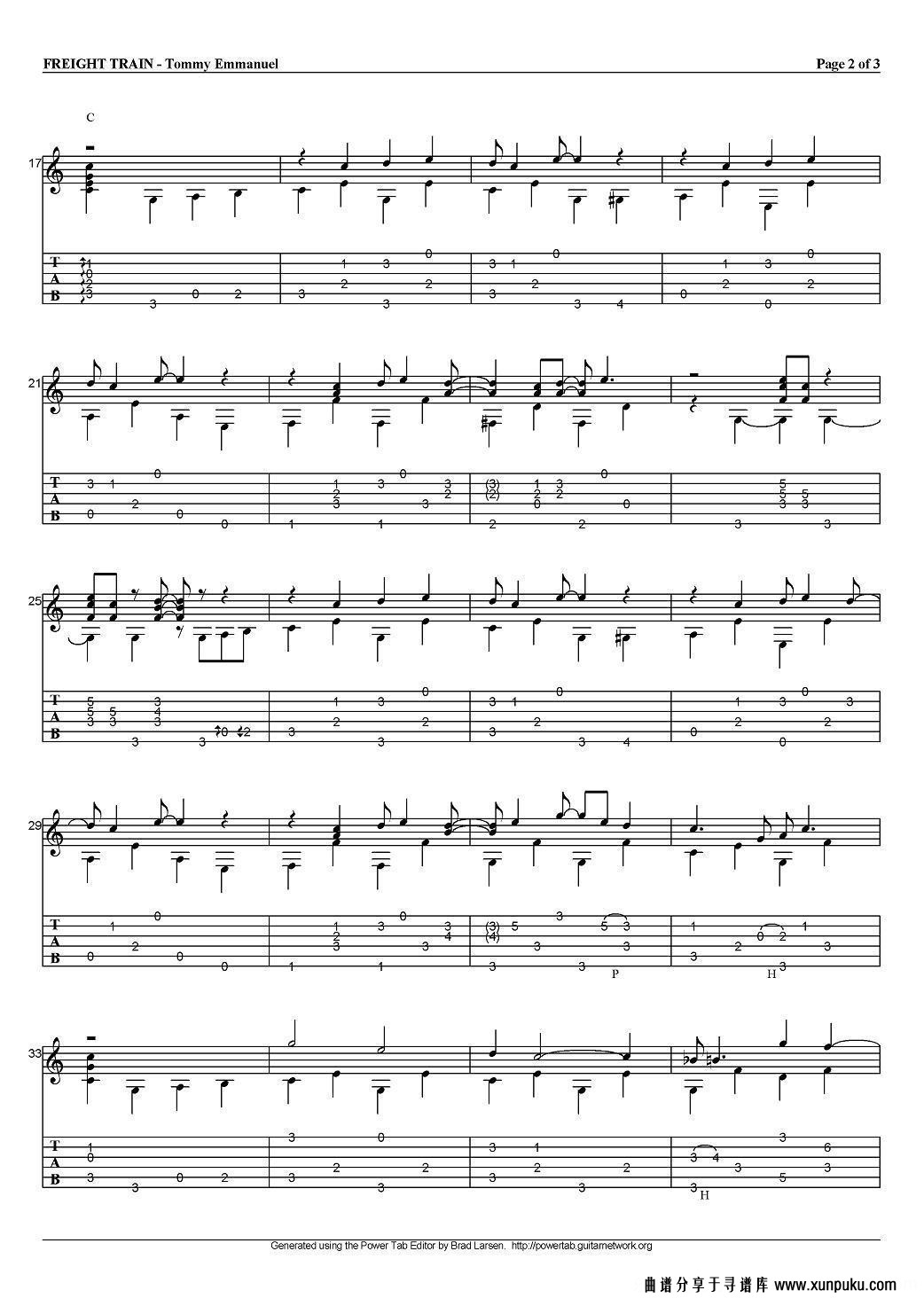tommy emmanuel：freight train（指弹吉他）吉他谱第2页