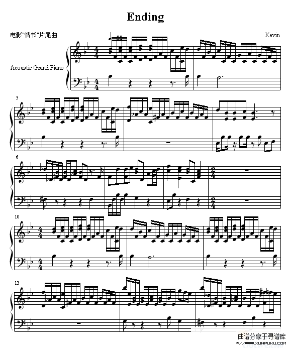 Ending-情书钢琴谱第1页