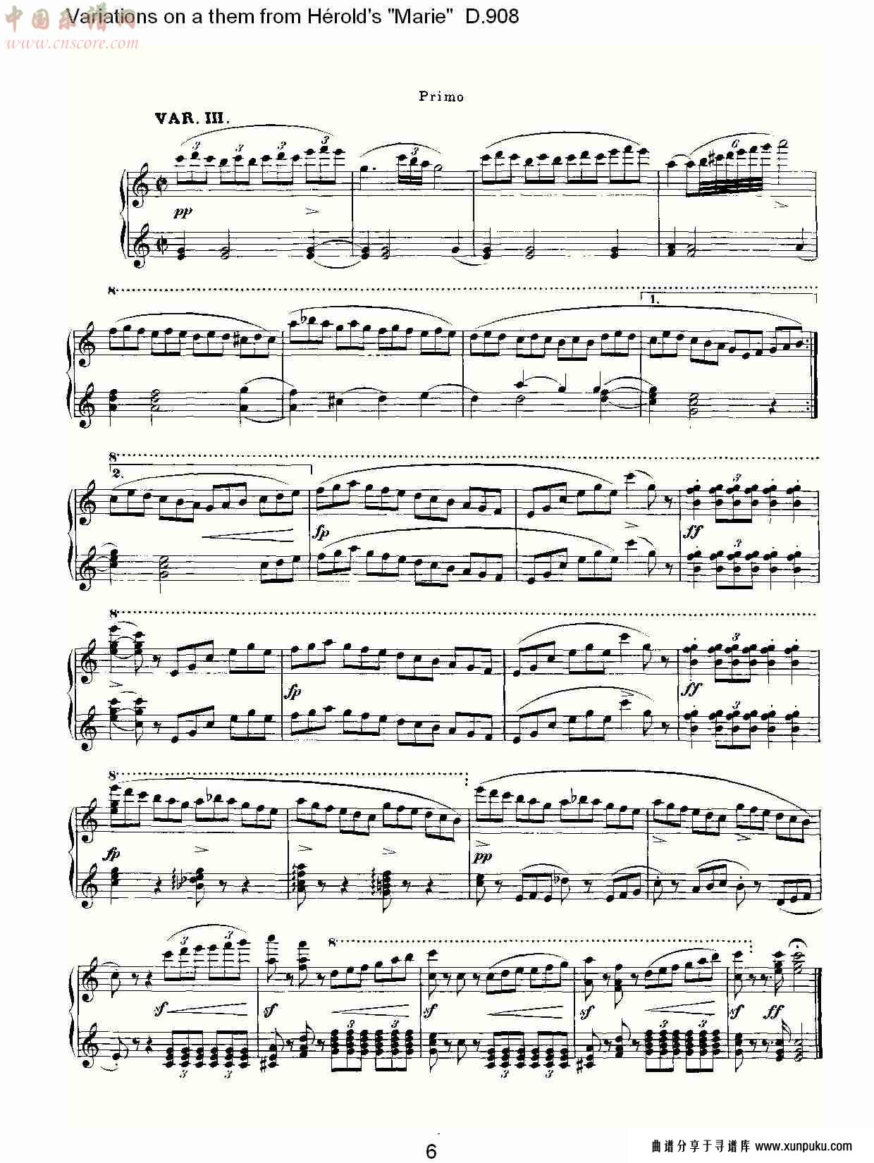 a them from hérold’s marie变鸣曲d.908（二）总谱第1页