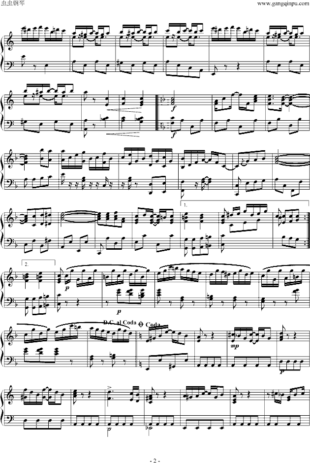 致爱丽丝钢琴谱(钢琴曲)钢琴谱第2页