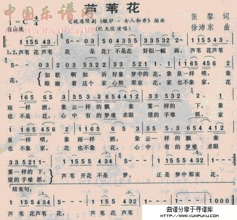 芦苇花(电视剧《辘轳女人和井》插曲)简谱