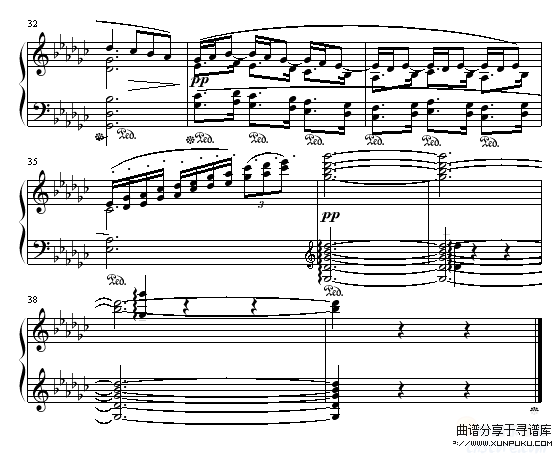 亚麻色头发的女孩-德彪西钢琴谱第3页