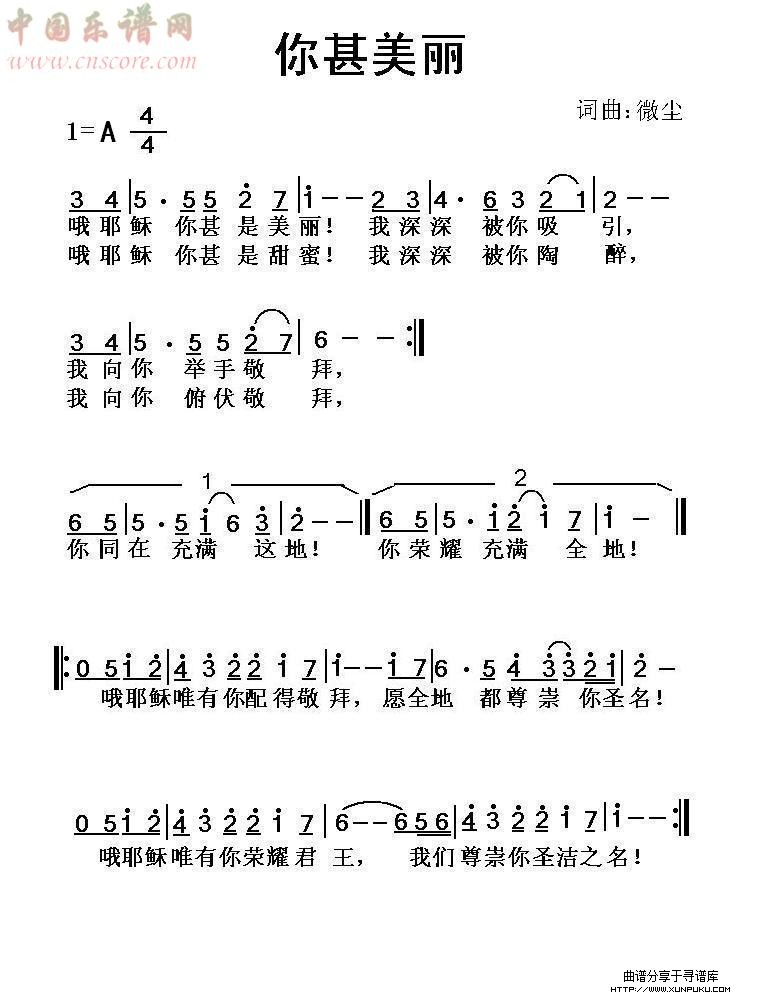 你甚美丽简谱