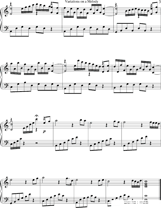 variations on a melody钢琴谱第3页