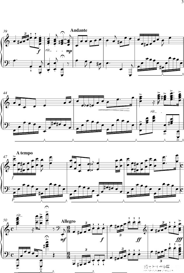 a小调奏鸣曲 sonata in a minor （z6, no.1）钢琴谱第3页