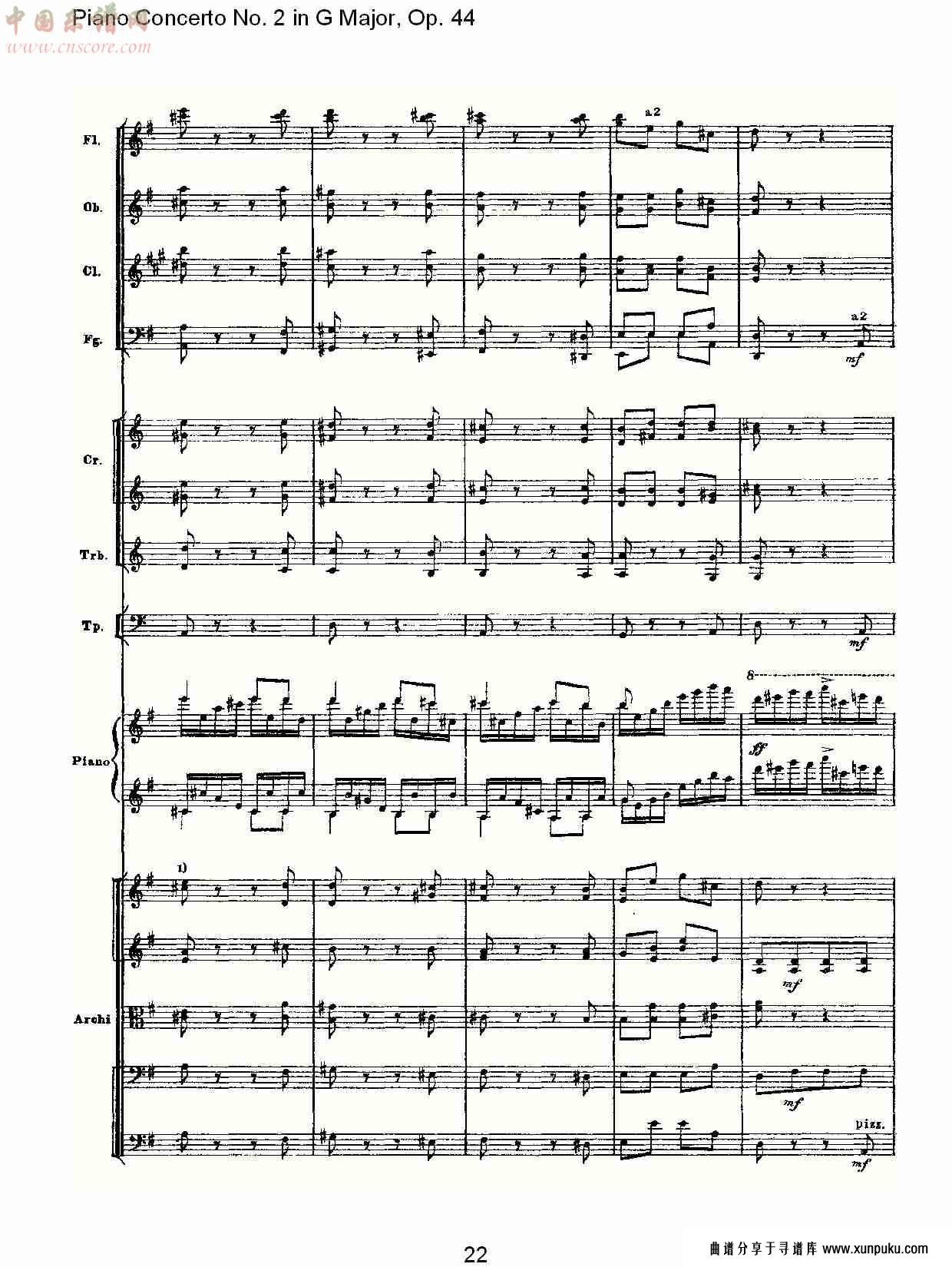 g大调第二钢琴协奏曲, op.44第三乐章（五）总谱第2页