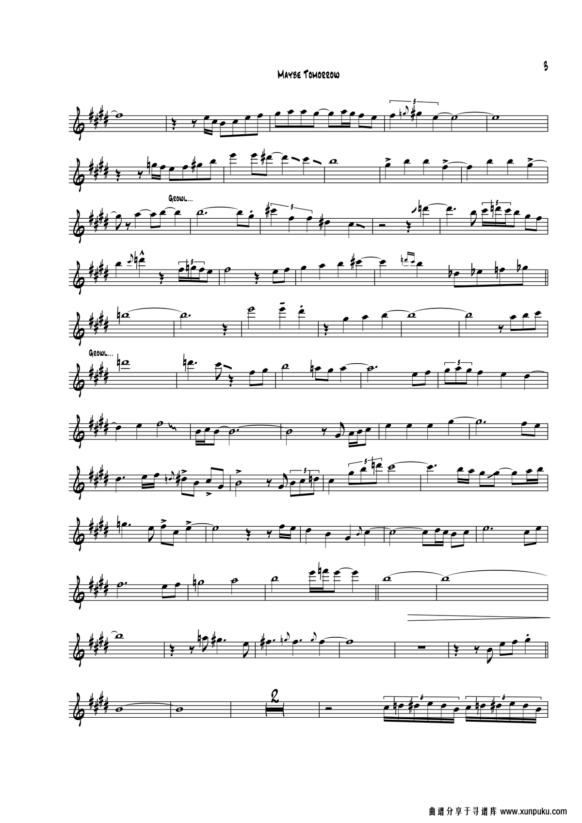 maybe tomorrow（次中音萨克斯）萨克斯谱第3页