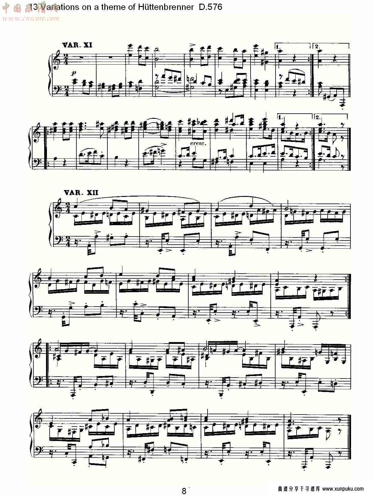 hüttenbrenner主题13变奏曲d.576（二）总谱第3页