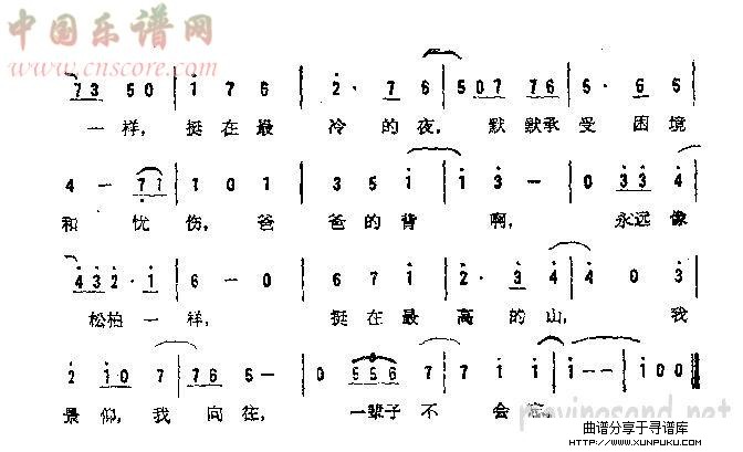 爸爸的背简谱第2页