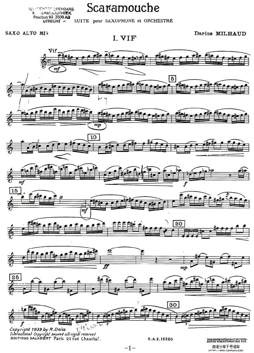 Scaramouche（胆小鬼）萨克斯谱第1页