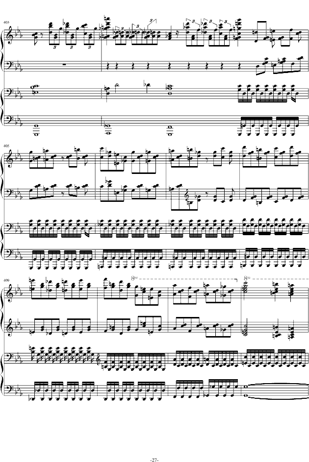 拉赫玛尼诺夫c小调第二钢琴协奏曲第三乐章钢琴谱第27页