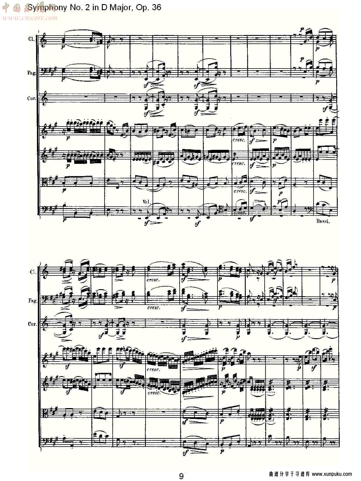 d大调第二交响曲 op. 36 第二乐章总谱第13页