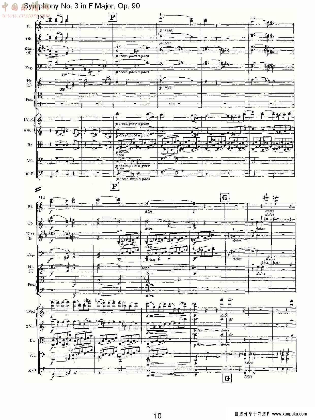 f大调第三交响曲, op.90第二乐章（二）总谱第5页