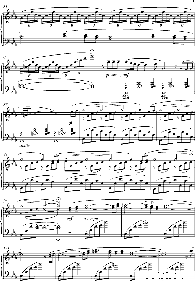 fantasia （for nausica）  选自电影《风之谷》钢琴谱第5页