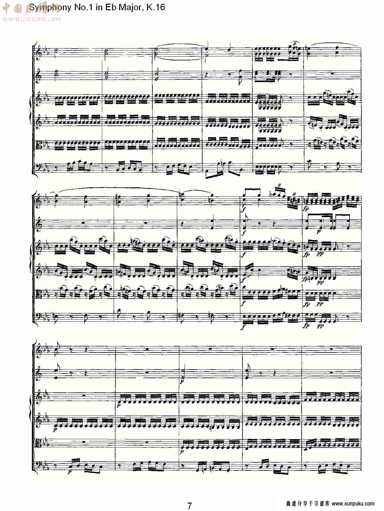 symphony no.1 in eb major, k.16(eb大调第一交响曲k.16)总谱第10页