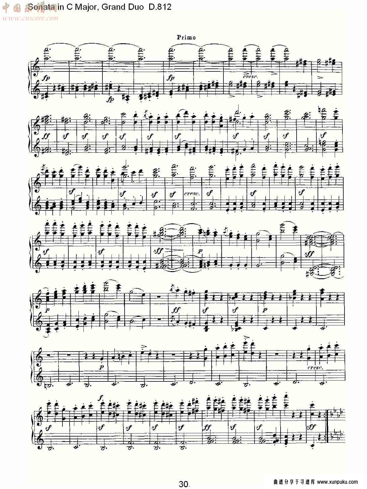 ｃ大调奏鸣曲，盛大的二重奏d.812（六）总谱第5页