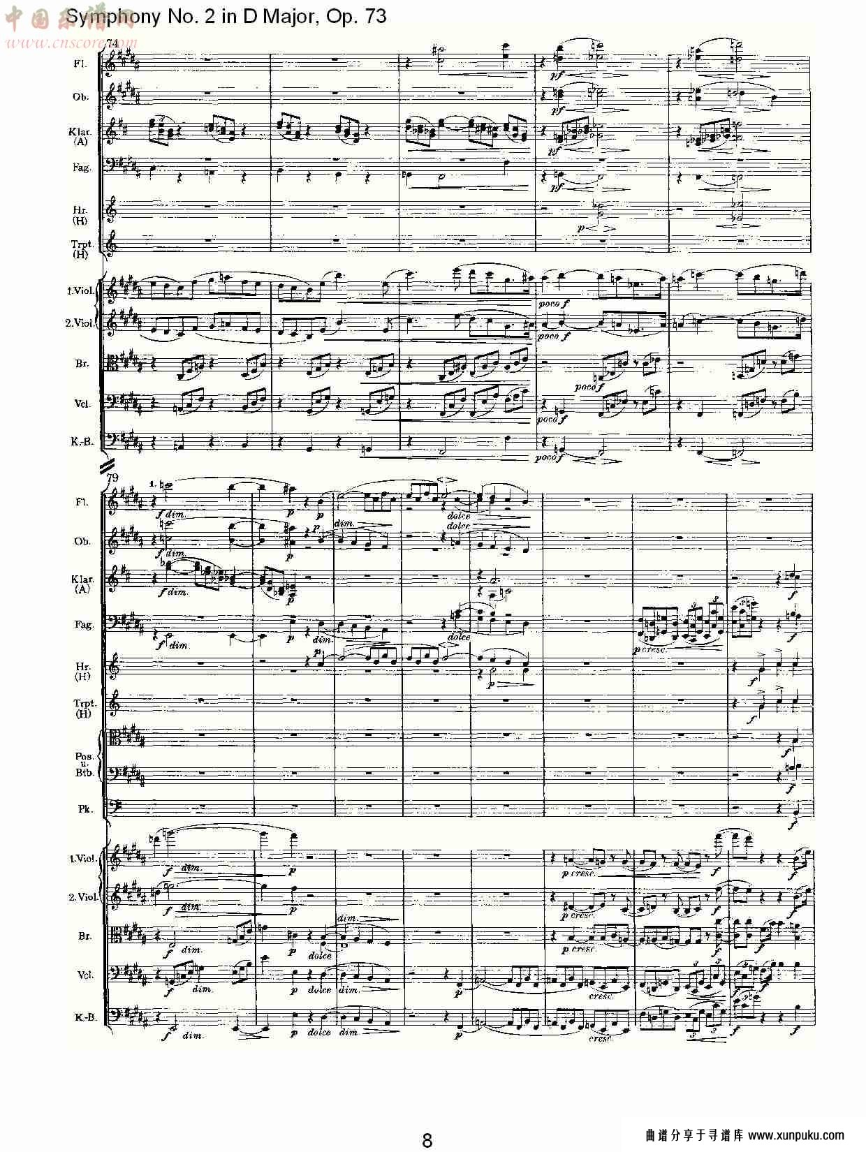 d大调第二交响曲, op.73第二乐章（二）总谱第3页