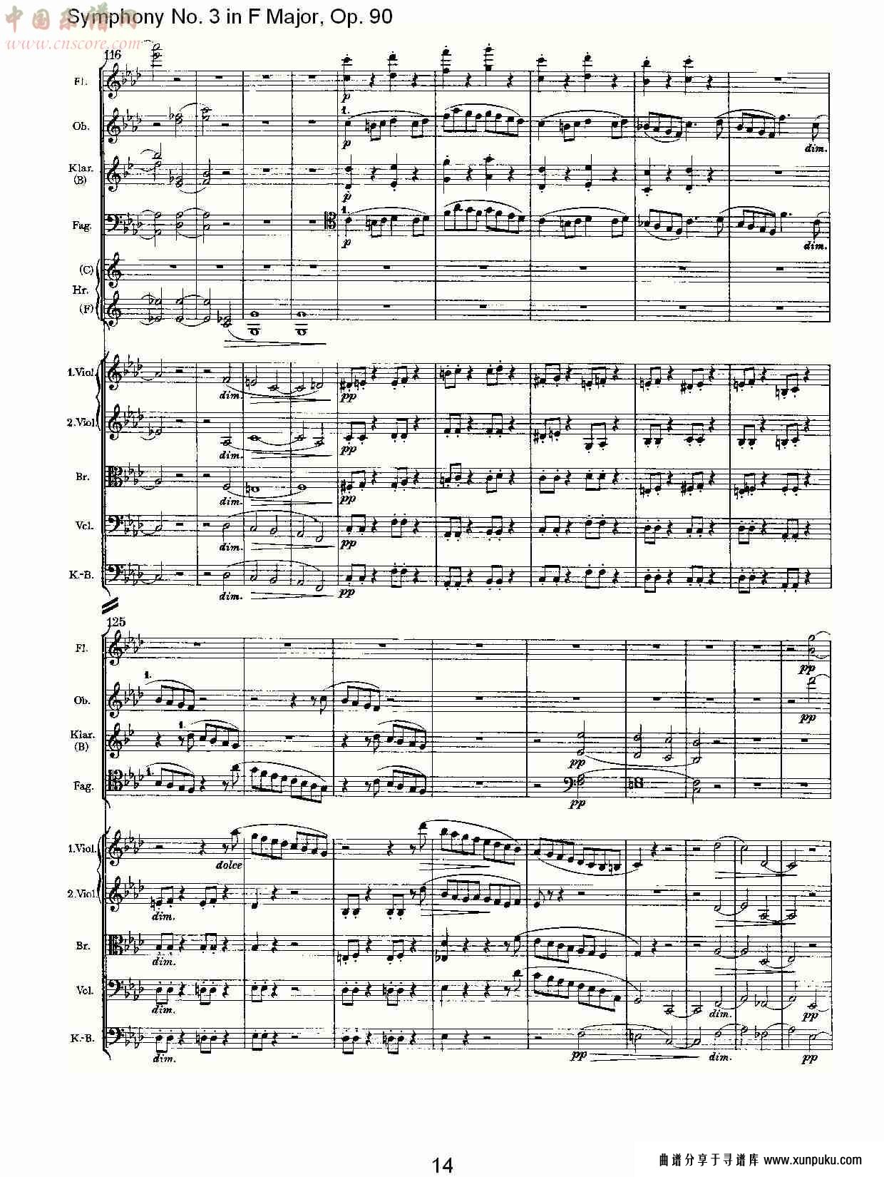 f大调第三交响曲, op.90第四乐章（三）总谱第4页