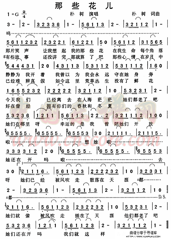 那些花儿(电影《那时花开》片尾曲)简谱