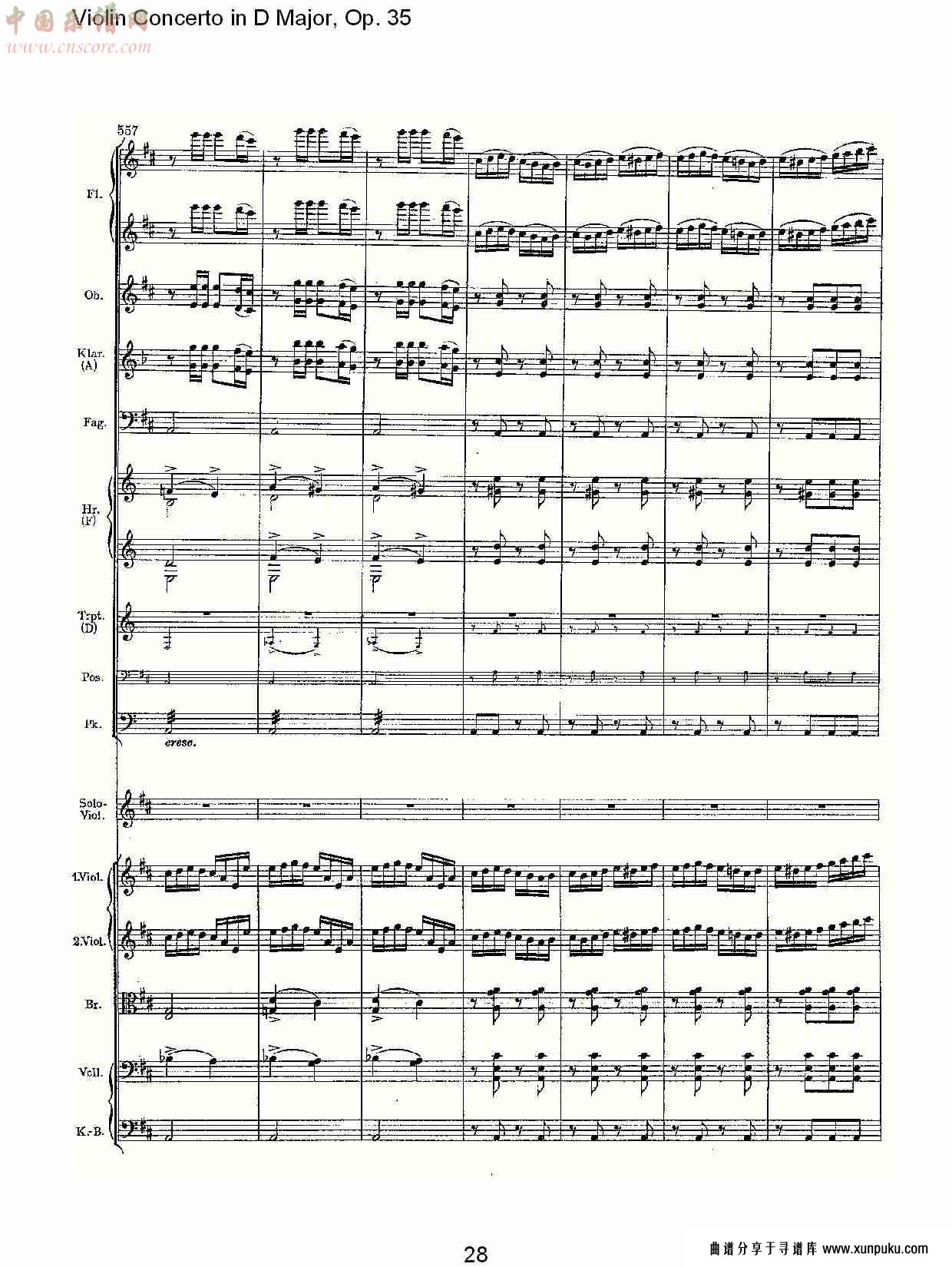 d大调小提琴协奏曲, op.35第三乐章（六）总谱第3页