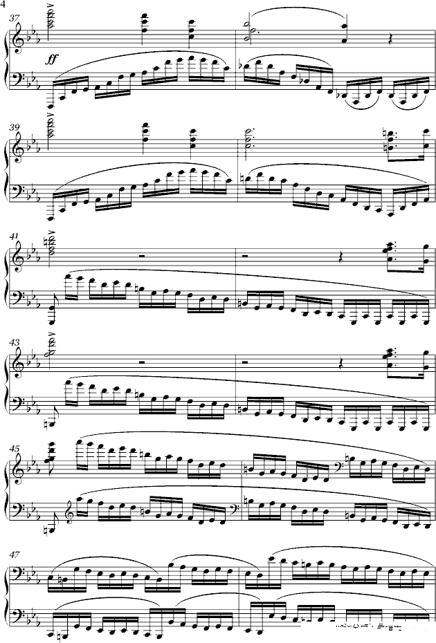 革命练习曲op.10, no.12钢琴谱(钢琴曲)钢琴谱第4页