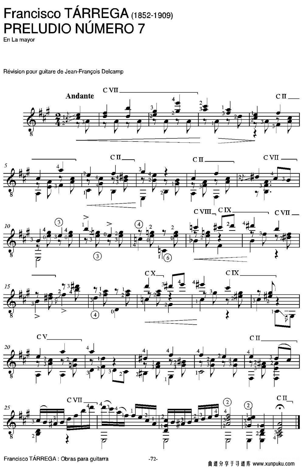 PRELUDIO NUMERO 7吉他谱