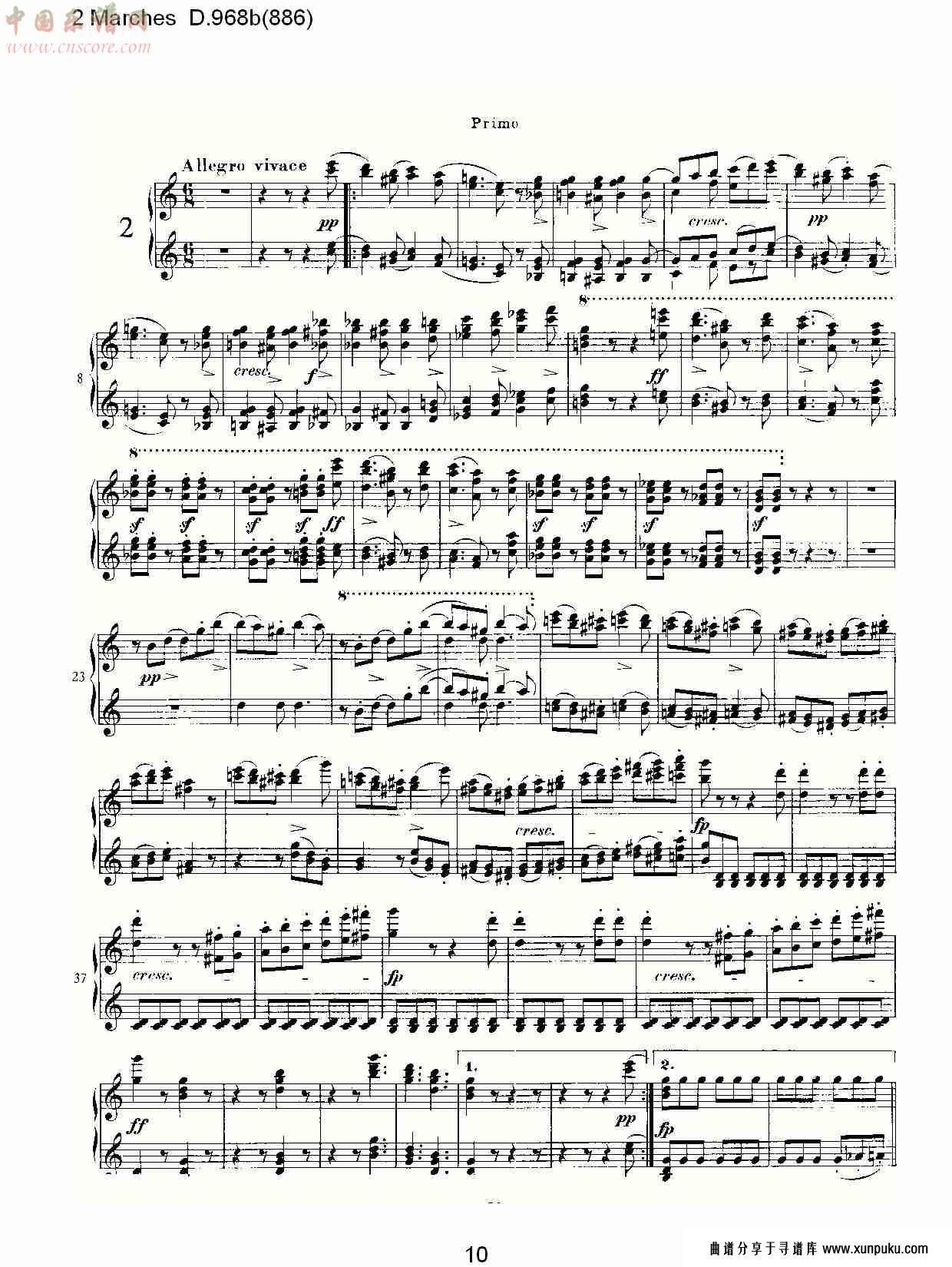 2 marches d.968b(886)   2进行曲d.968b(886)（二）总谱第5页