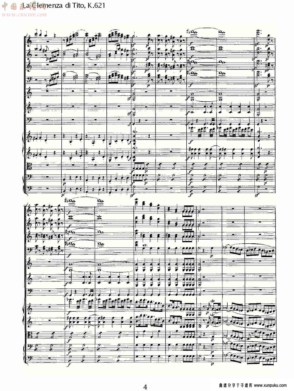 la clemenza di tito, k.621 （一）总谱第4页
