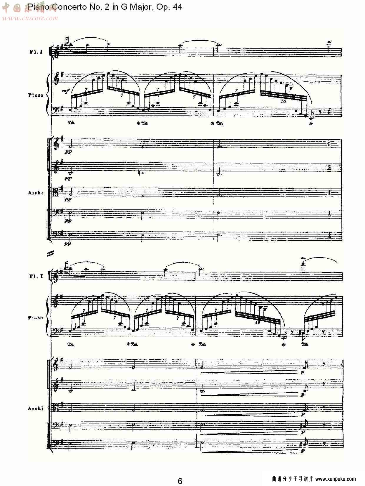 g大调第二钢琴协奏曲, op.44第一乐章（二）总谱第1页