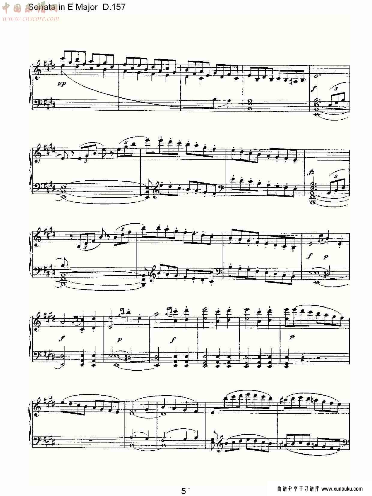 sonata in e major d.157  e大调奏鸣曲d.157（一）总谱第5页