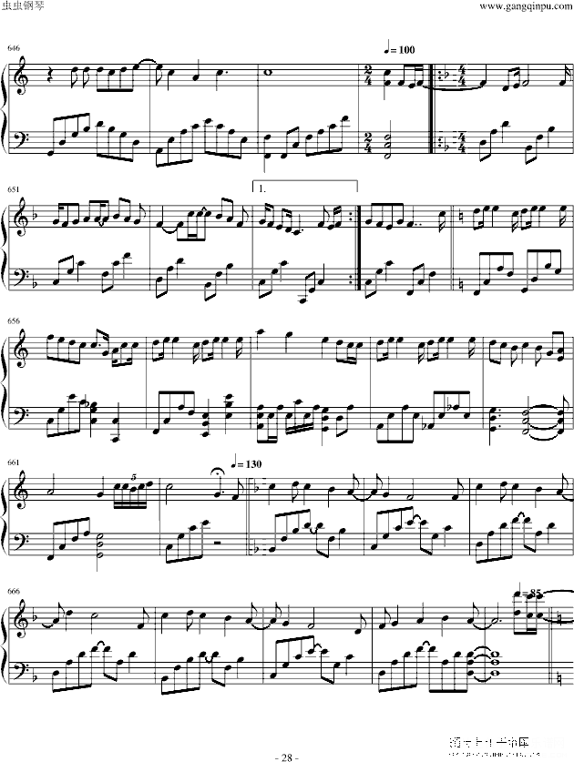 【事务员g】v家134名曲连弹钢琴谱第21页