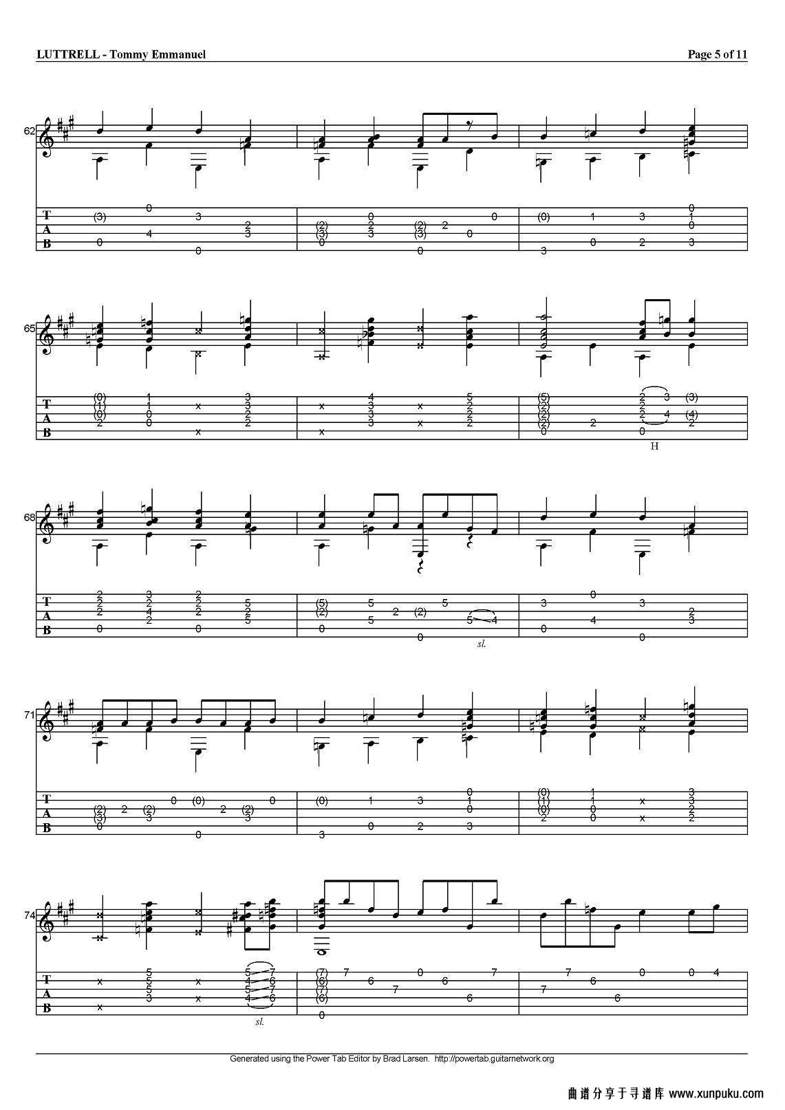 tommy emmanuel：luttrell（指弹吉他）吉他谱第5页
